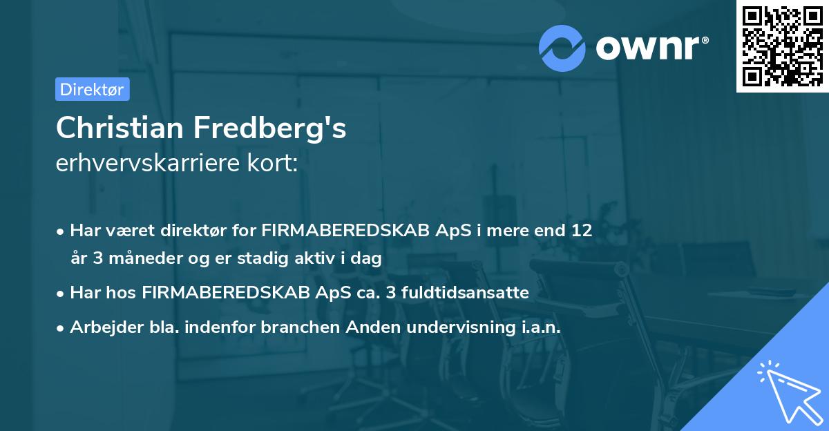 Christian Fredberg's erhvervskarriere kort