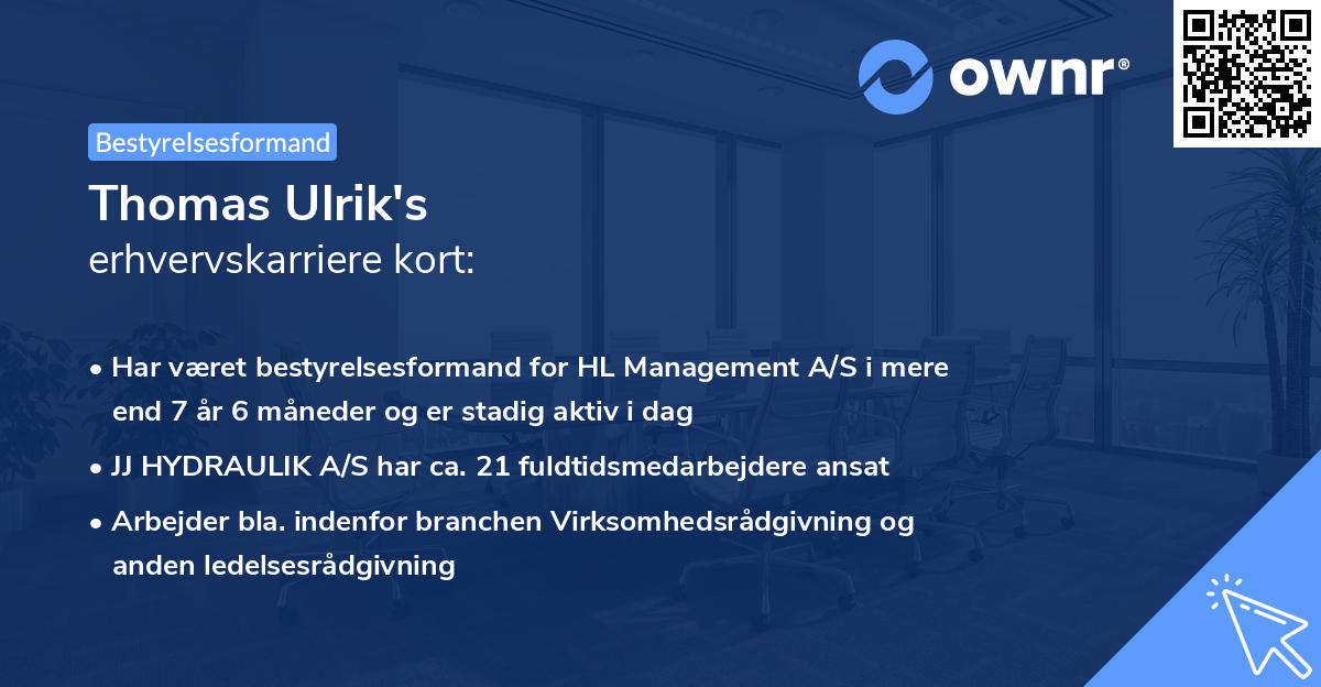 Thomas Ulrik's erhvervskarriere kort