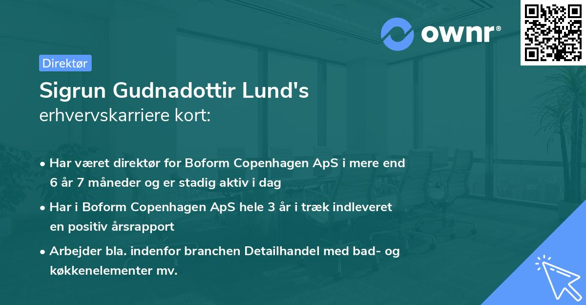 Sigrun Gudnadottir Lund's erhvervskarriere kort