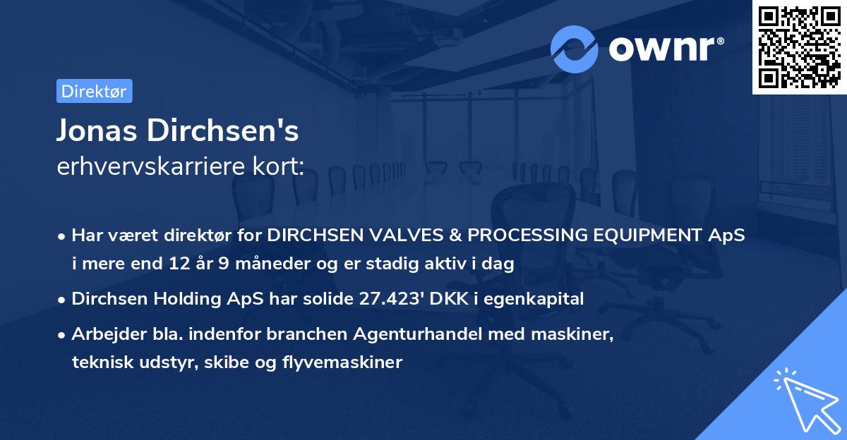 Jonas Dirchsen's erhvervskarriere kort