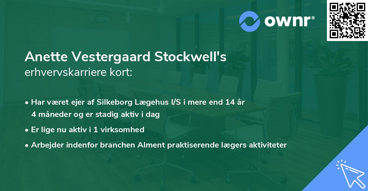 Anette Vestergaard Stockwell's erhvervskarriere kort