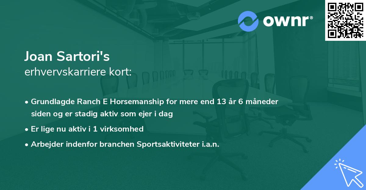 Joan Sartori's erhvervskarriere kort