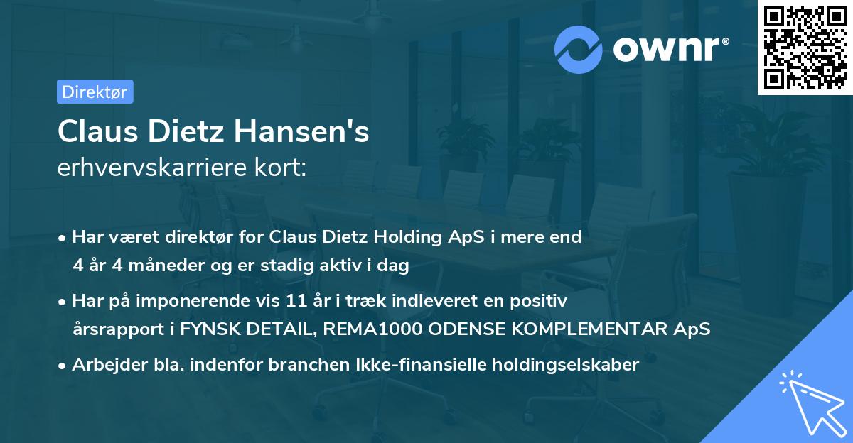 Claus Dietz Hansen's erhvervskarriere kort