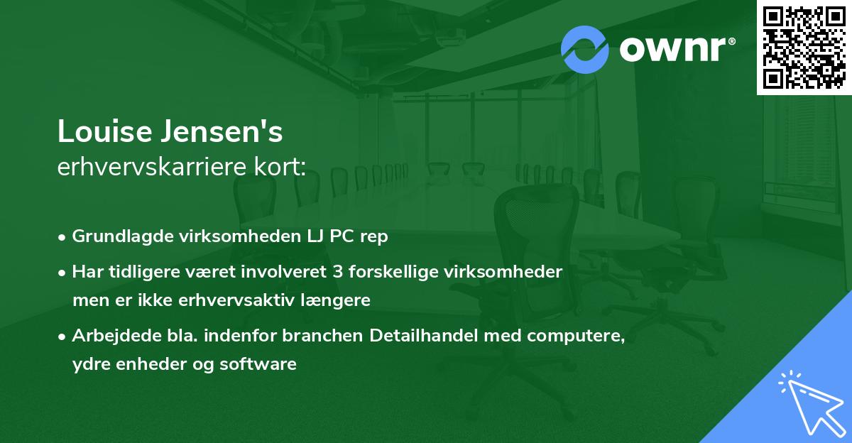 Louise Jensen's erhvervskarriere kort