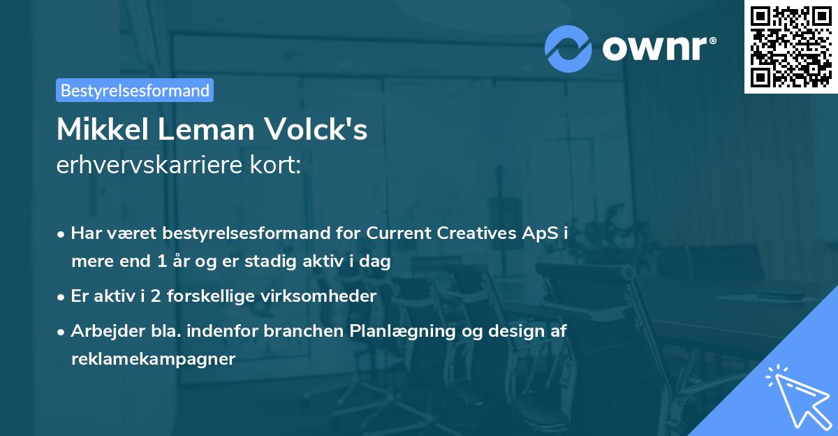 Mikkel Leman Volck's erhvervskarriere kort