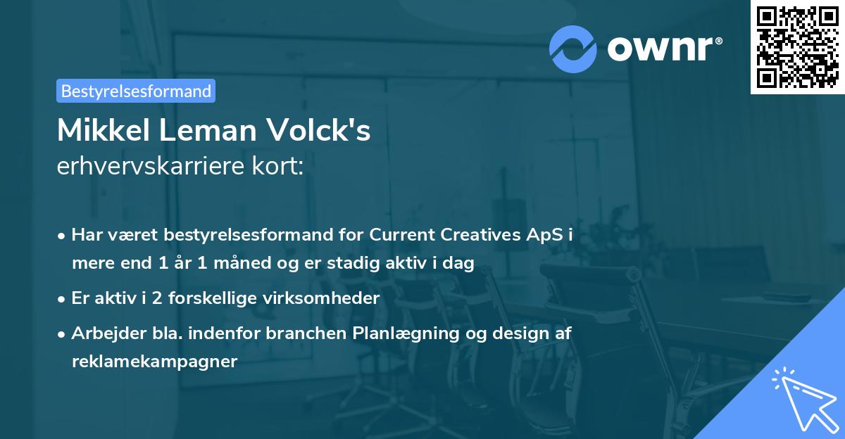 Mikkel Leman Volck's erhvervskarriere kort