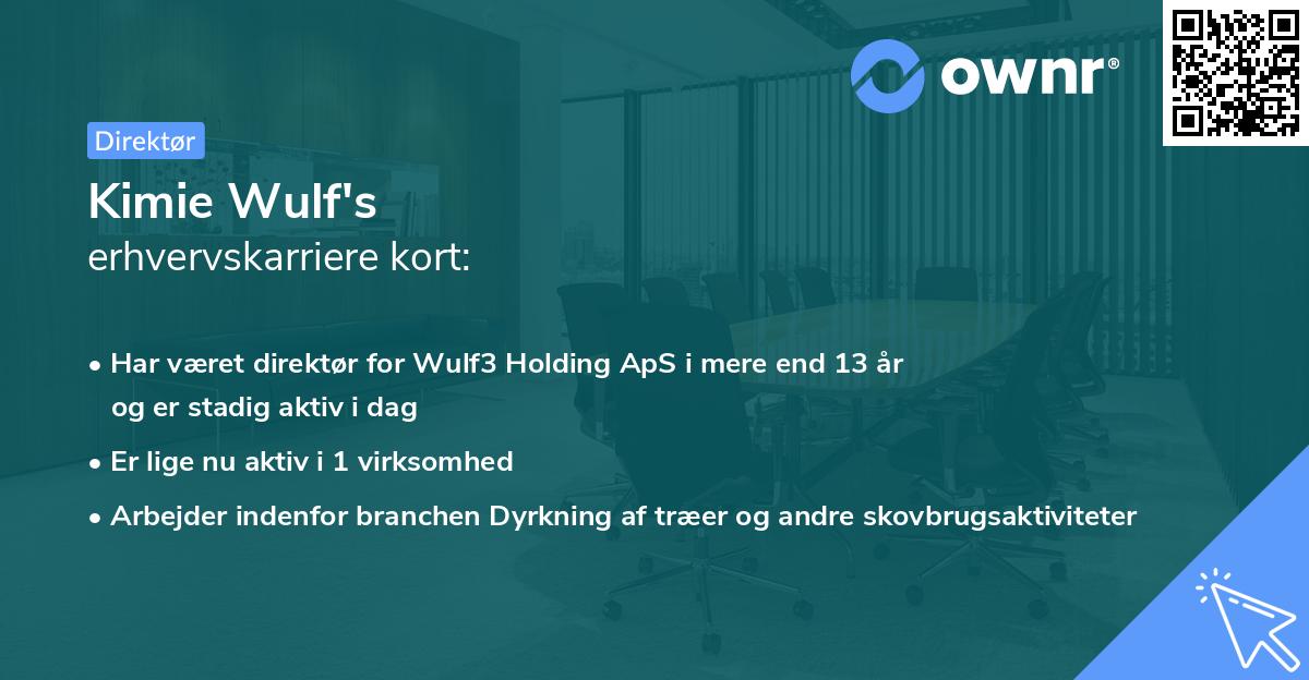 Kimie Wulf's erhvervskarriere kort
