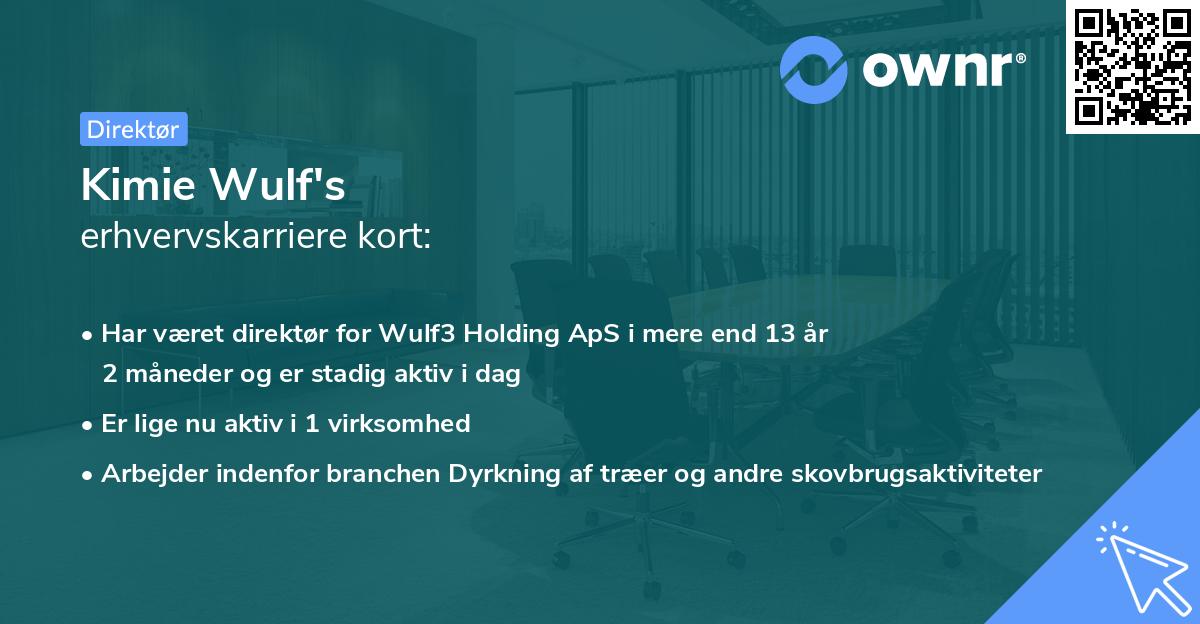 Kimie Wulf's erhvervskarriere kort