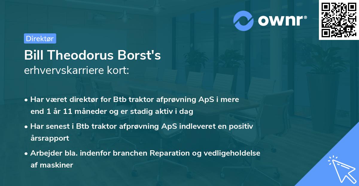 Bill Theodorus Borst's erhvervskarriere kort