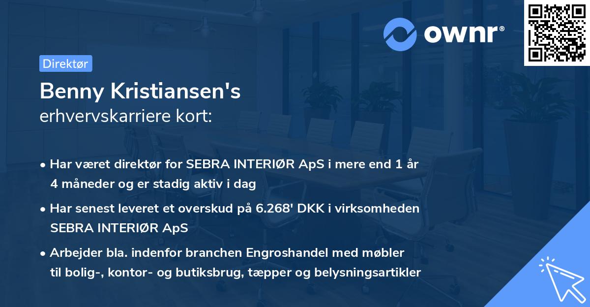 Benny Kristiansen's erhvervskarriere kort