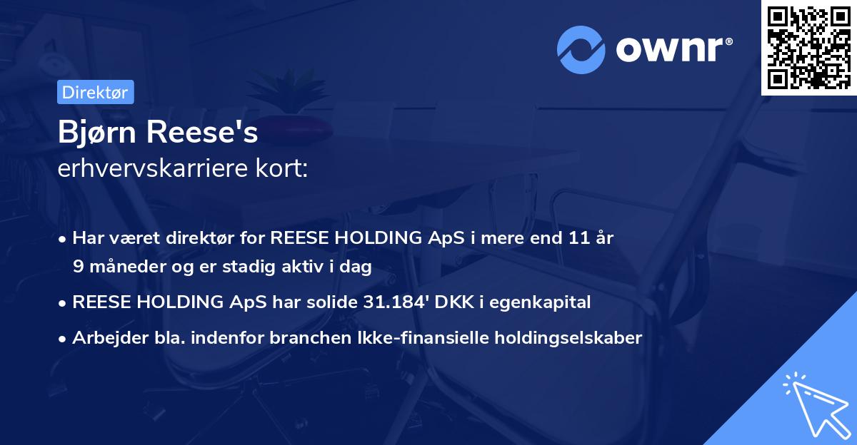 Bjørn Reese's erhvervskarriere kort