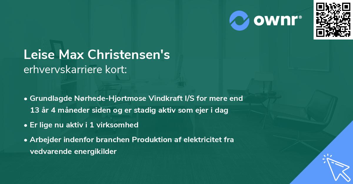 Leise Max Christensen's erhvervskarriere kort