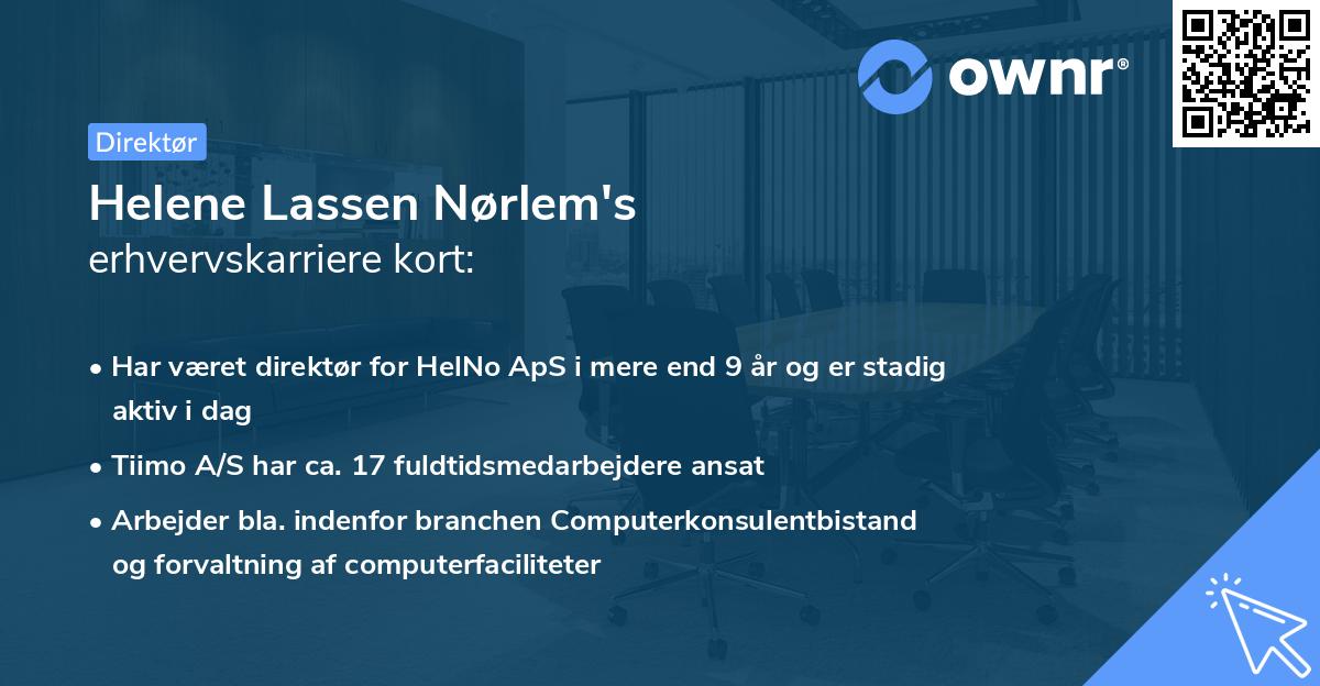Helene Lassen Nørlem's erhvervskarriere kort