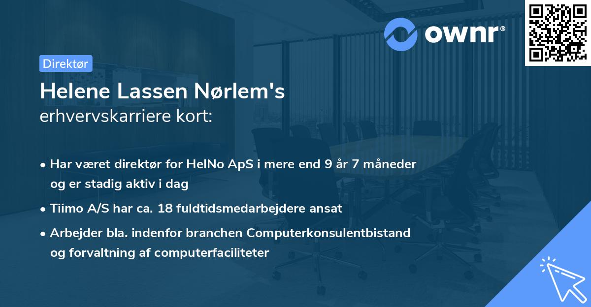Helene Lassen Nørlem's erhvervskarriere kort
