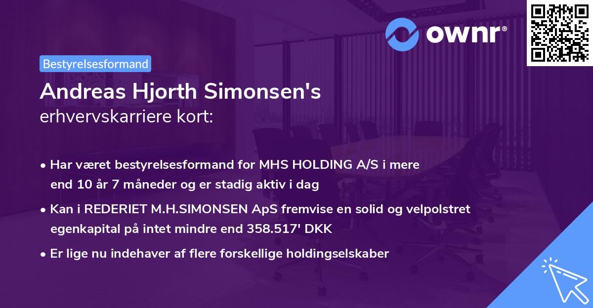 Andreas Hjorth Simonsen's erhvervskarriere kort