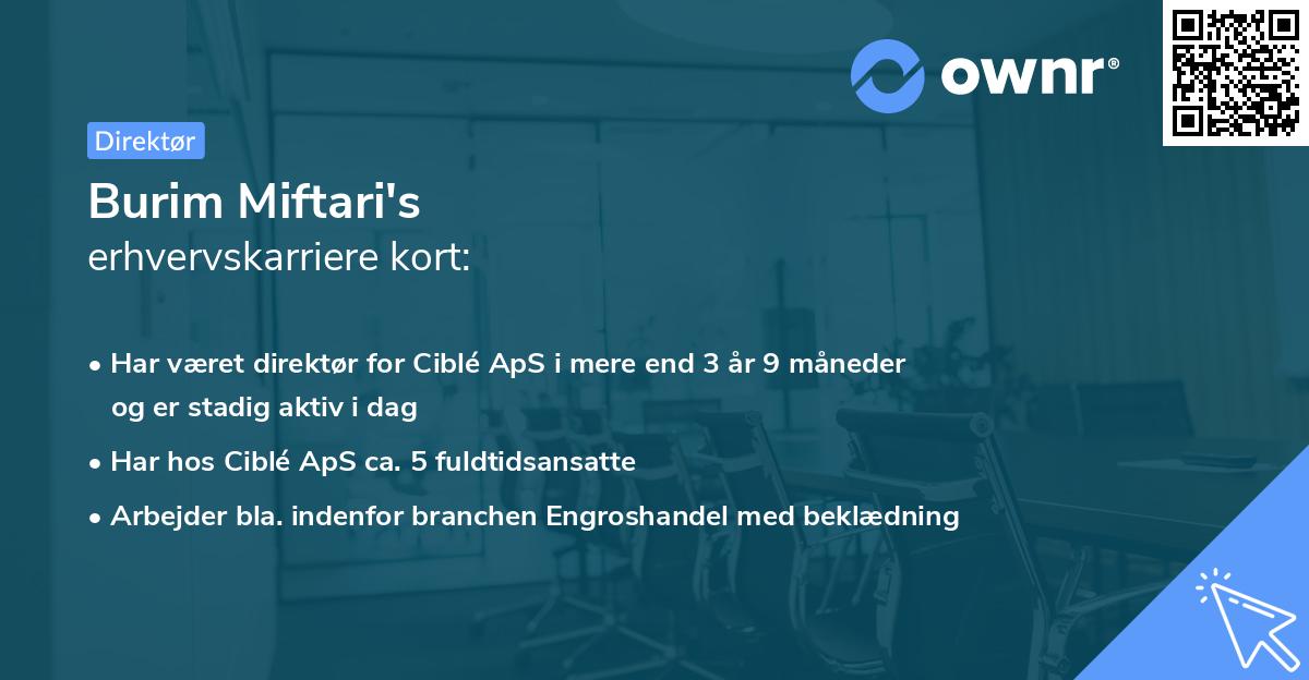 Burim Miftari's erhvervskarriere kort