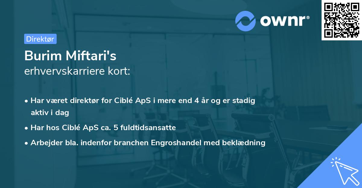 Burim Miftari's erhvervskarriere kort