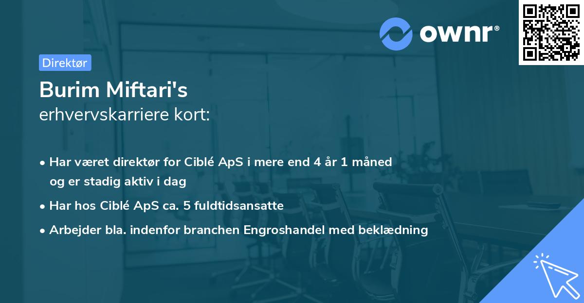 Burim Miftari's erhvervskarriere kort