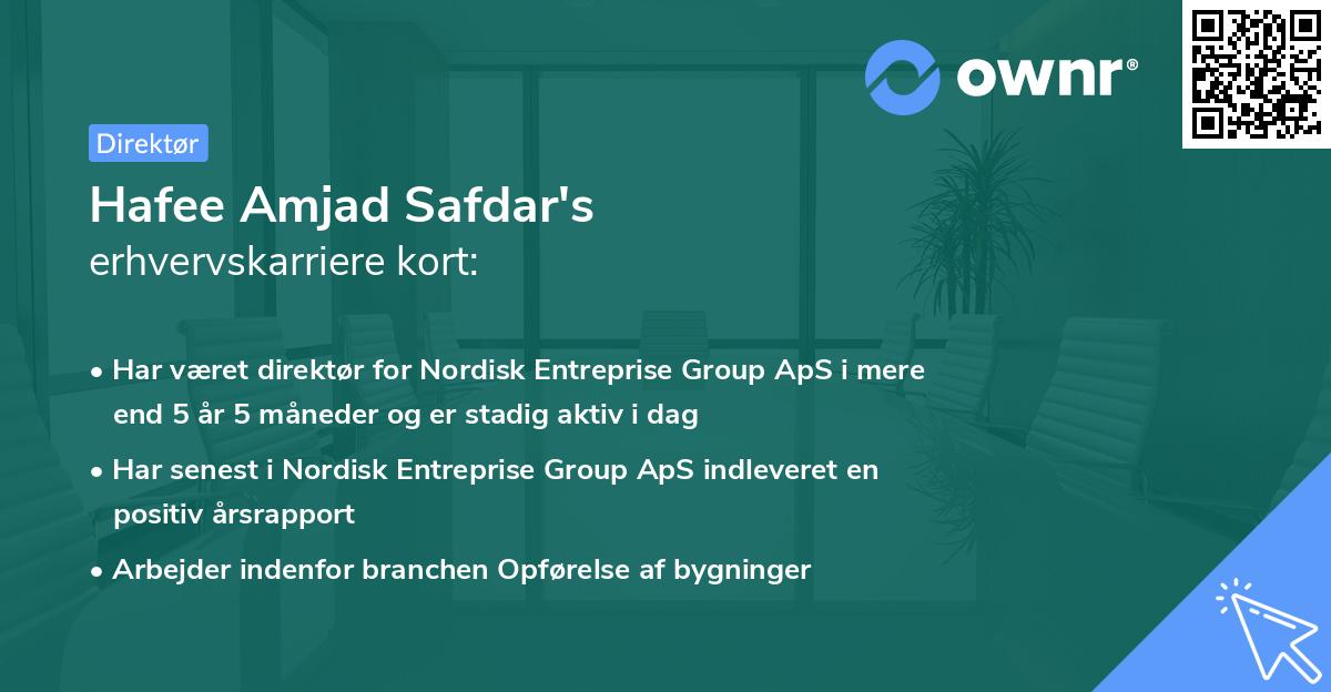 Hafee Amjad Safdar's erhvervskarriere kort