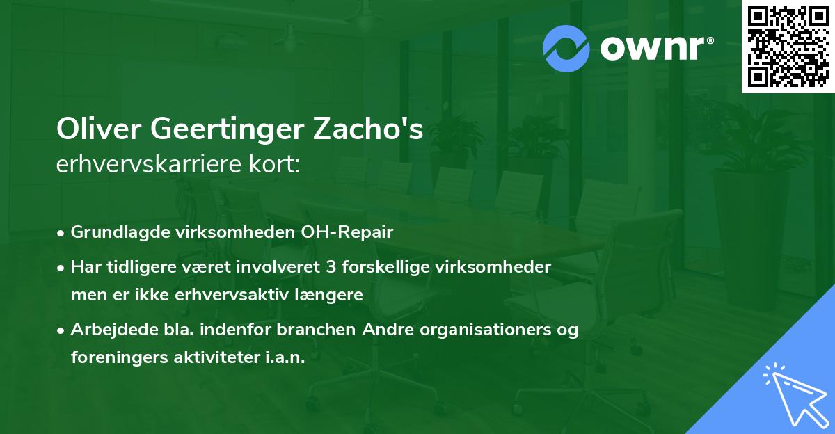 Oliver Geertinger Zacho's erhvervskarriere kort