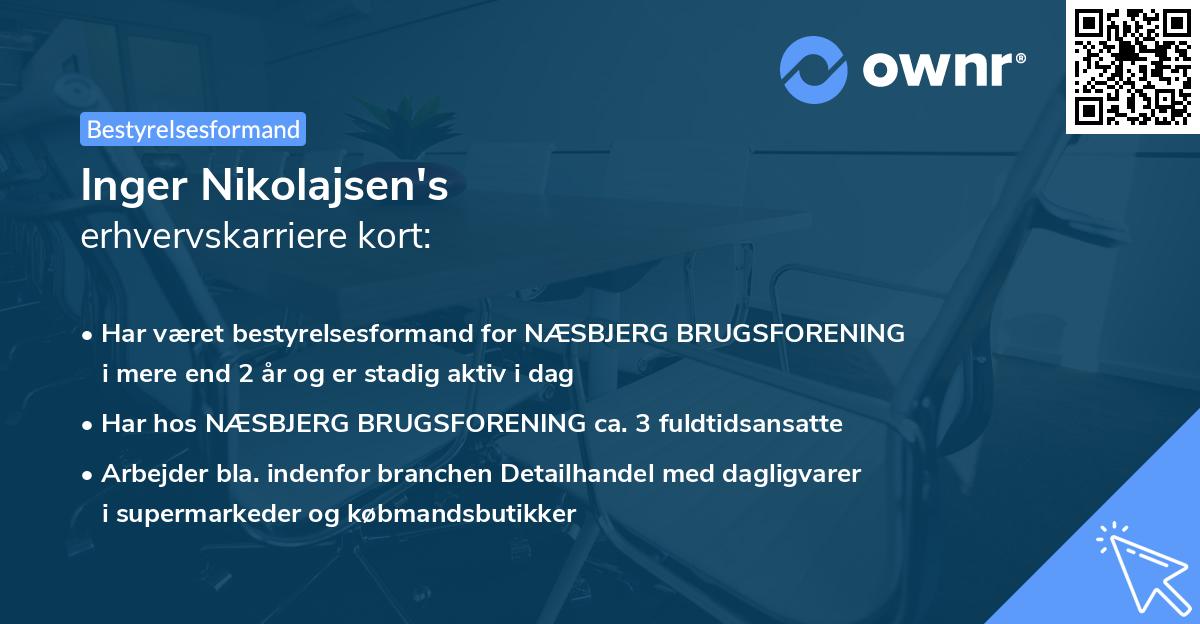 Inger Nikolajsen's erhvervskarriere kort