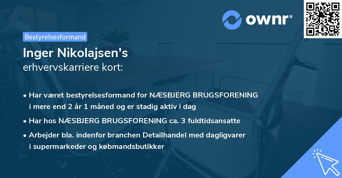 Inger Nikolajsen's erhvervskarriere kort