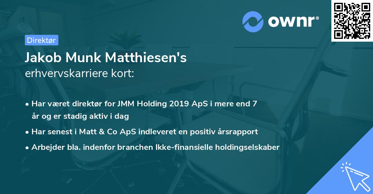 Jakob Munk Matthiesen's erhvervskarriere kort