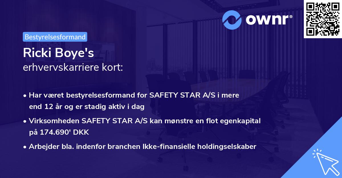 Ricki Boye's erhvervskarriere kort