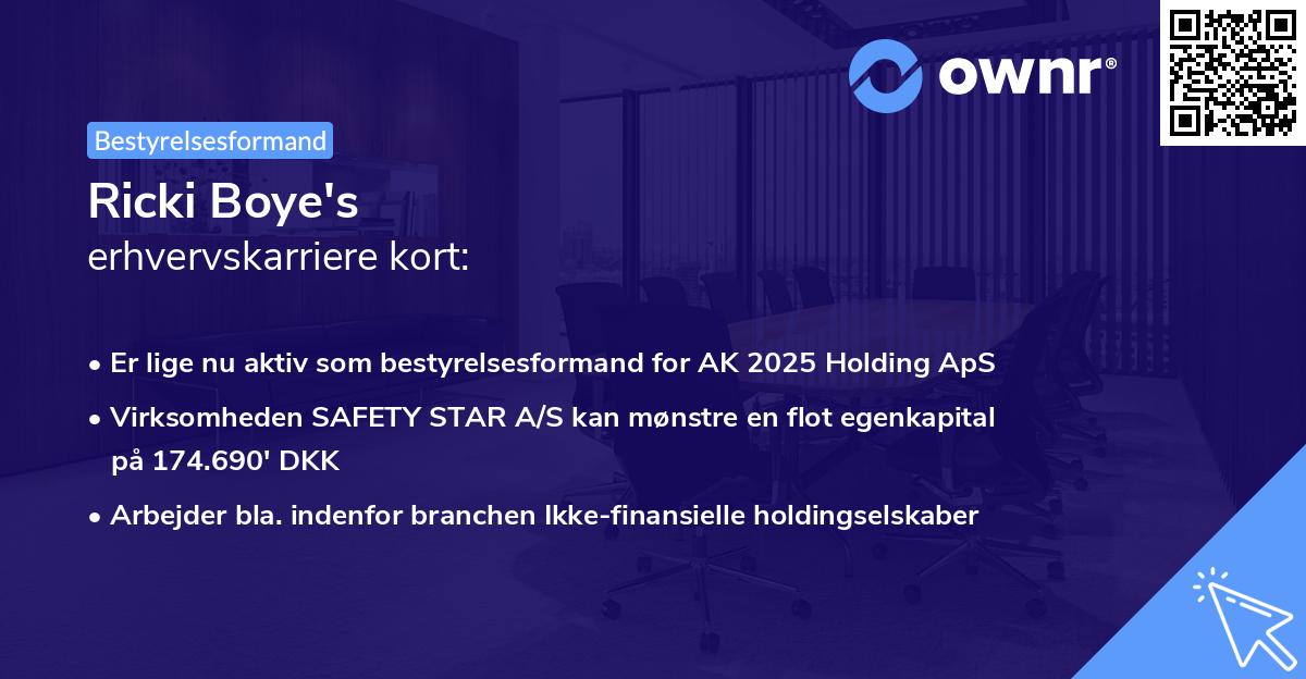 Ricki Boye's erhvervskarriere kort