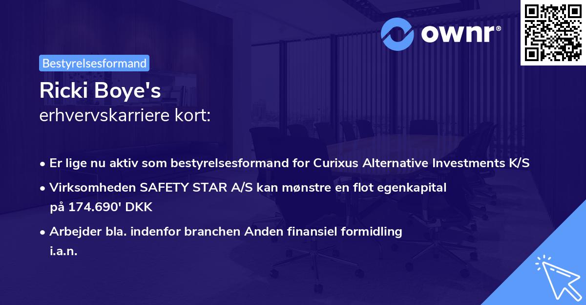 Ricki Boye's erhvervskarriere kort