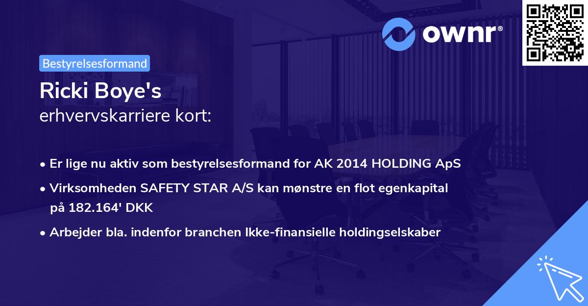 Ricki Boye's erhvervskarriere kort