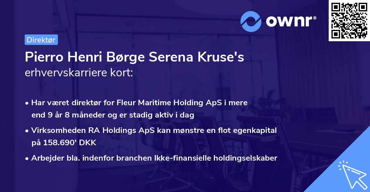 Pierro Henri Børge Serena Kruse's erhvervskarriere kort