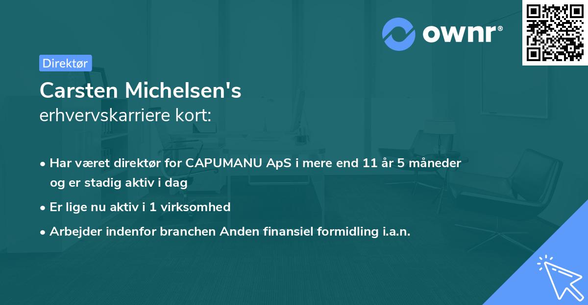 Carsten Michelsen's erhvervskarriere kort