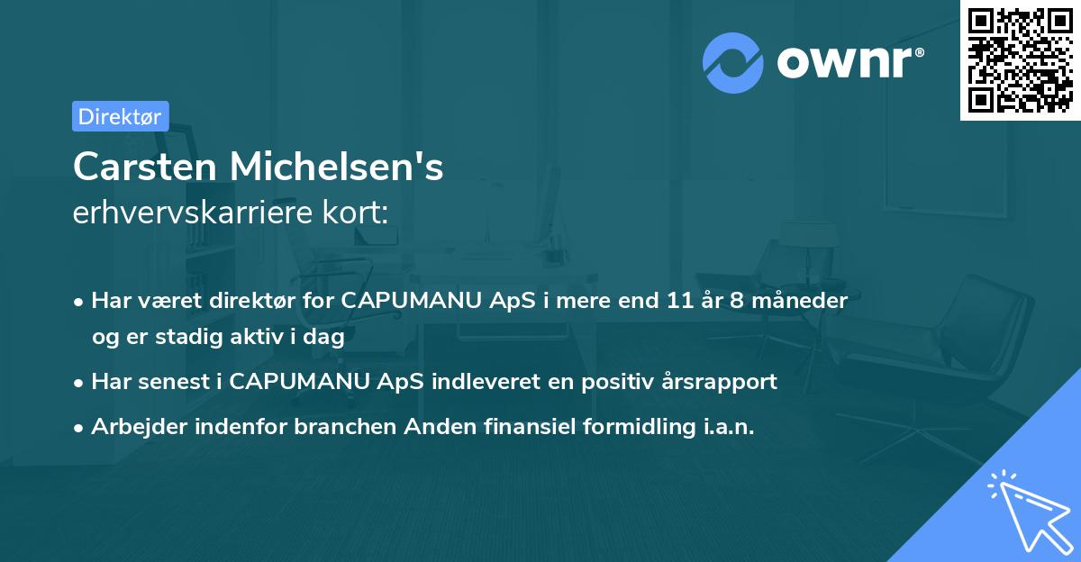 Carsten Michelsen's erhvervskarriere kort