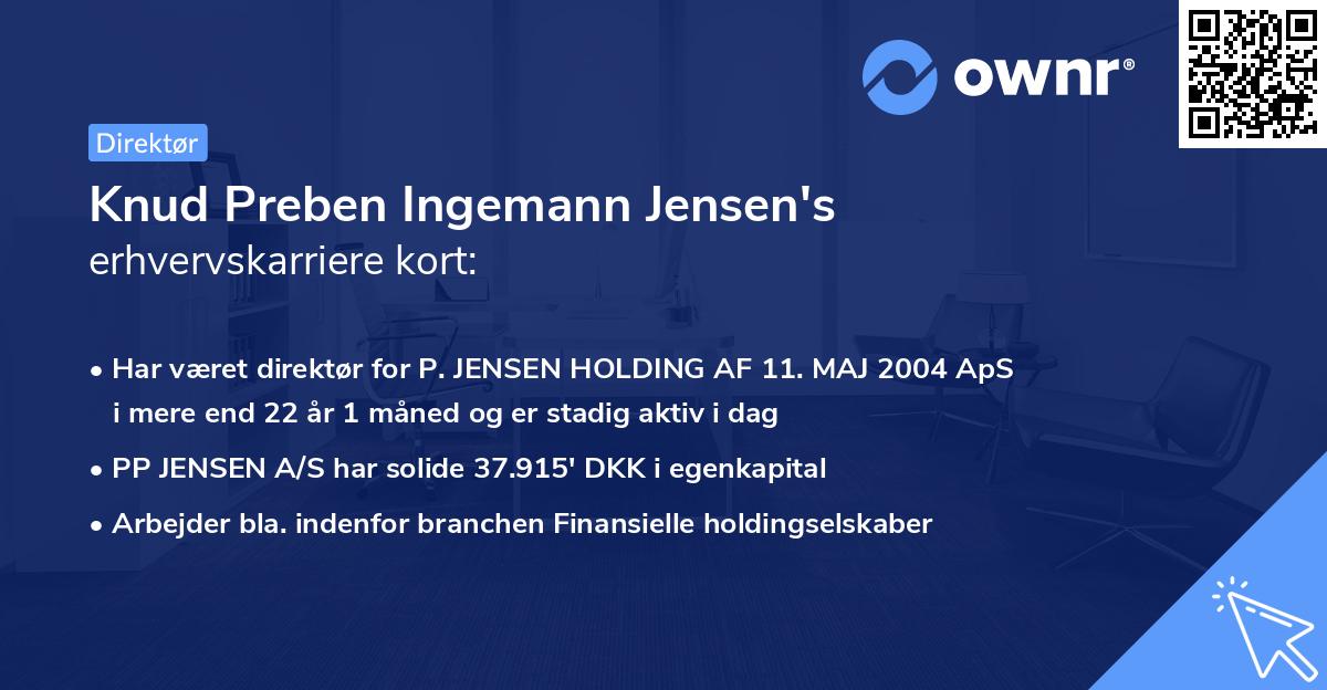 Knud Preben Ingemann Jensen's erhvervskarriere kort