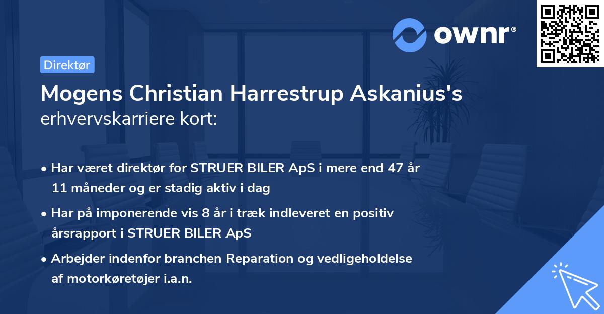 Mogens Christian Harrestrup Askanius's erhvervskarriere kort