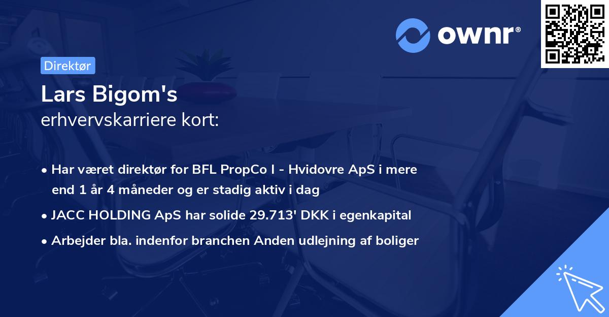 Lars Bigom's erhvervskarriere kort