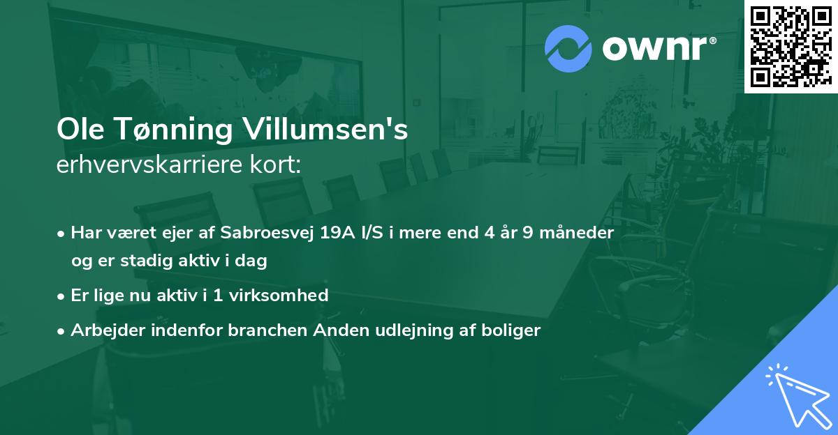 Ole Tønning Villumsen's erhvervskarriere kort