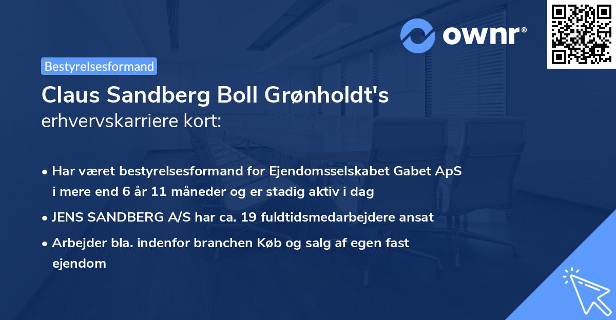 Claus Sandberg Boll Grønholdt's erhvervskarriere kort