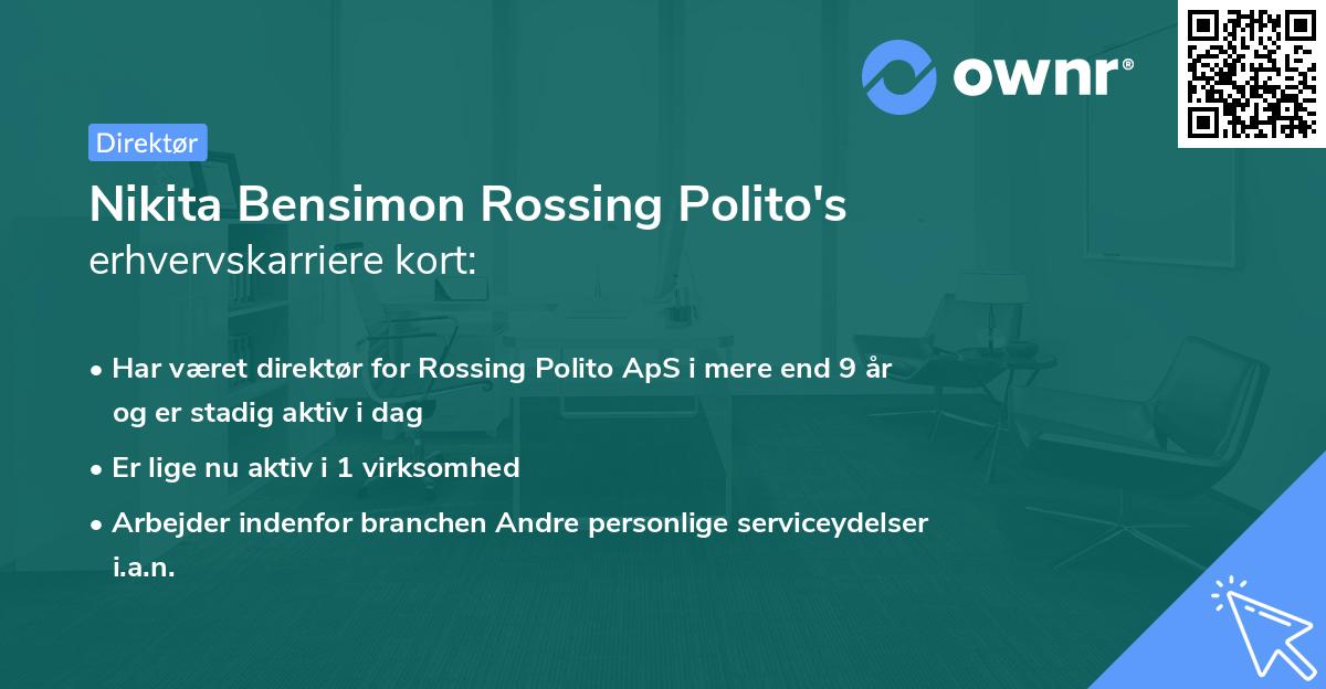 Nikita Bensimon Rossing Polito's erhvervskarriere kort