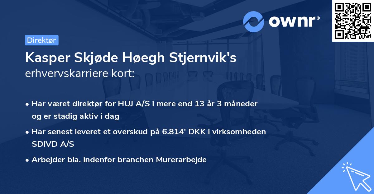 Kasper Skjøde Høegh Stjernvik's erhvervskarriere kort