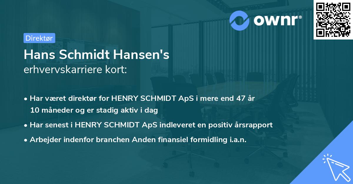 Hans Schmidt Hansen's erhvervskarriere kort