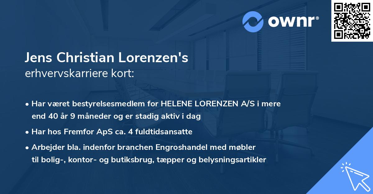 Jens Christian Lorenzen's erhvervskarriere kort