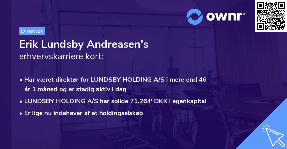 Erik Lundsby Andreasen's erhvervskarriere kort