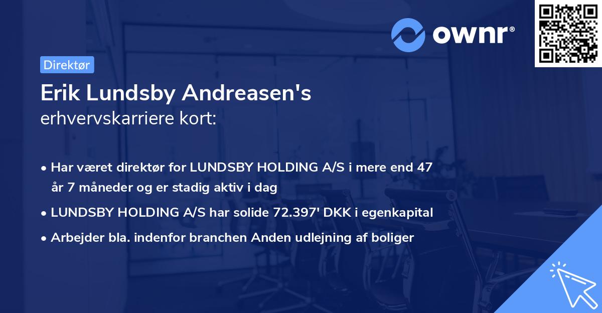 Erik Lundsby Andreasen's erhvervskarriere kort