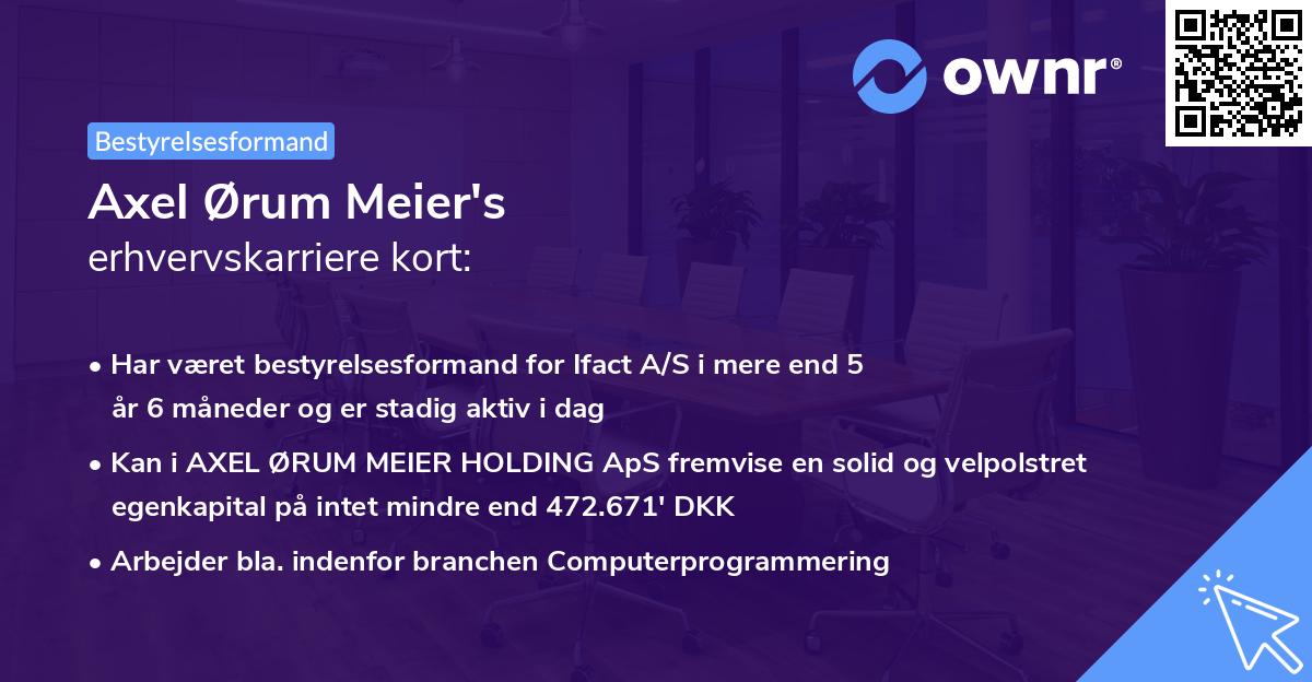 Axel Ørum Meier's erhvervskarriere kort