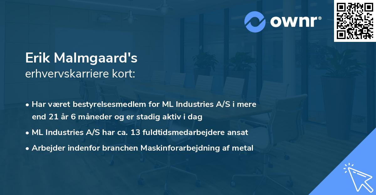 Erik Malmgaard's erhvervskarriere kort