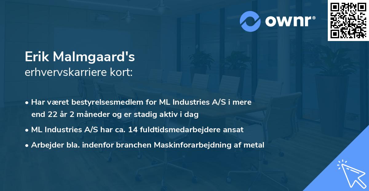 Erik Malmgaard's erhvervskarriere kort