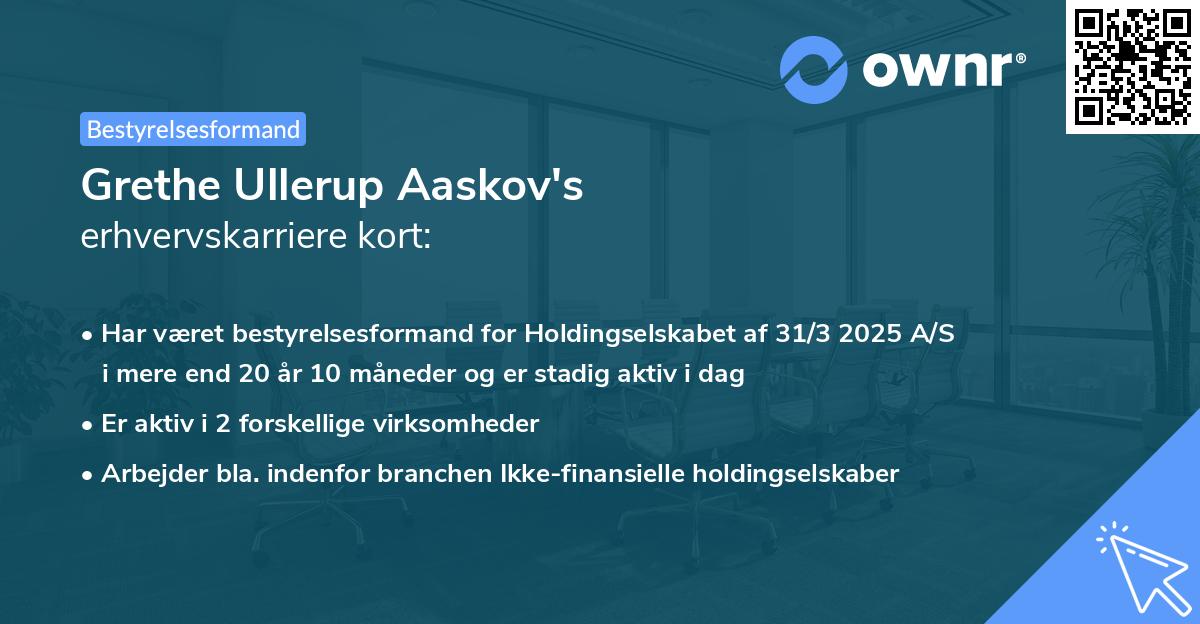 Grethe Ullerup Aaskov's erhvervskarriere kort