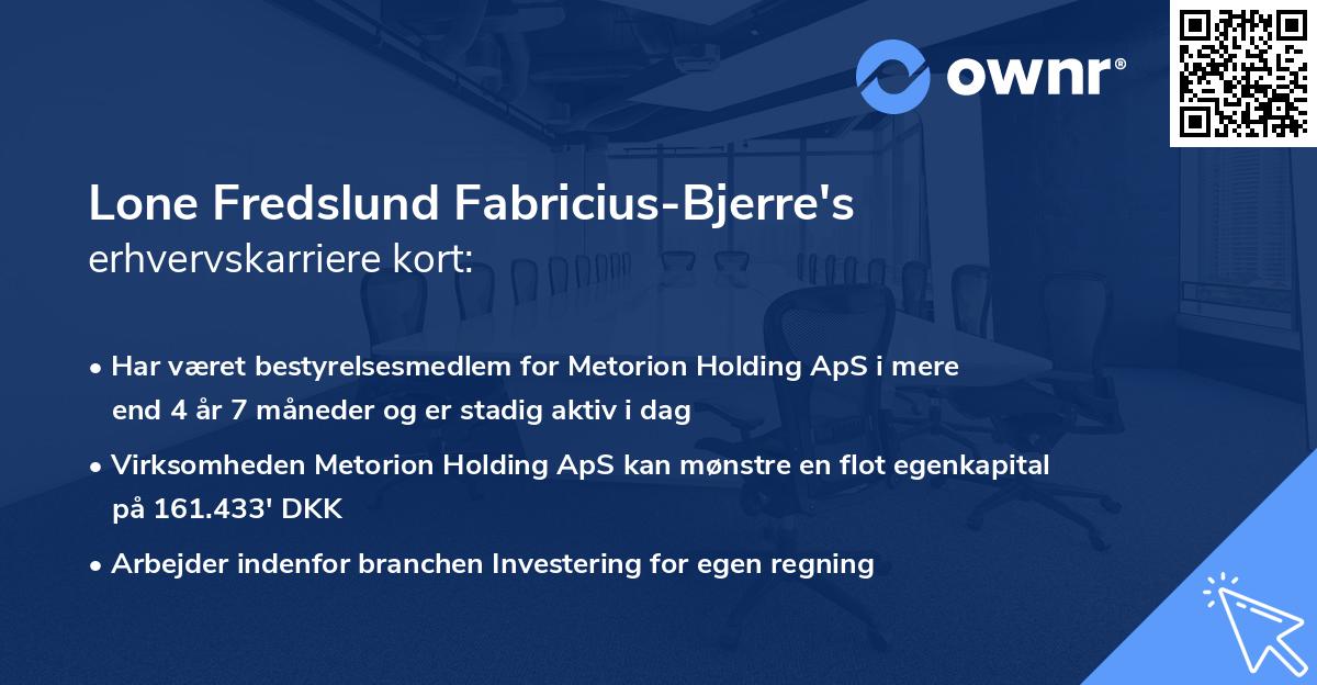 Lone Fredslund Fabricius-Bjerre's erhvervskarriere kort